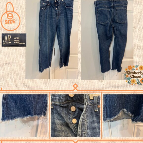 GAP Denim High Rise Raw Hem Jeans โ Size 14 / 32 ๐ Description: Chic and edgy - Picture 2 of 7